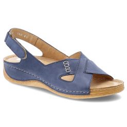 Niebieskie Sandały Armodo Wygodne Obuwie Damskie. Niebieskie sandały damskie Armodo, bez wzorów, bez obcasa, bez zapięcia. Za 259.00 zł.