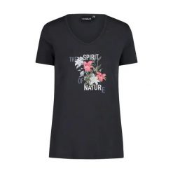 T-shirt z tkaniny technicznej damski CMP. Czarne t-shirty damskie CMP, xs, bez wzorów, z tkaniny, bez kołnierzyka, bez ramiączek. Za 174.65 zł.