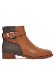 MICHAEL Michael Kors Botki Rachel 40T6RCFE6L Brązowy. Brązowe botki damskie MICHAEL Michael Kors, bez wzorów, ze skóry, bez obcasa, na płaskiej podeszwie, bez zapięcia. Za 1,019.00 zł.