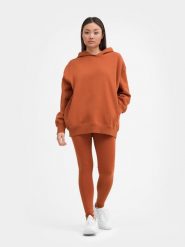 4F Legginsy dzianinowe damskie XS. Brązowe legginsy damskie 4F, bez wzorów, z bawełny. W wyprzedaży za 29.99 zł.