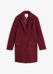 Płaszcz typu blazer z wełny walcowanej. Szare płaszcze damskie bonprix, bez wzorów, z wełny, eleganckie, bez kołnierzyka, bez kaptura. Za 429.99 zł.