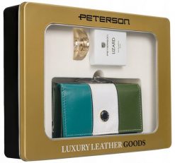 Zestaw prezentowy Peterson PTN ZD31 zielony. Zielone portfele damskie Peterson, ze skóry. Za 247.98 zł.