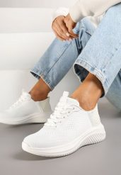 Białe Buty Sportowe Sneakersy z Siateczki na Podeszwie z Tłoczeniami Kortebia. Białe obuwie sportowe damskie Renee, bez wzorów, z jeansu, bez zapięcia. Za 74.99 zł.