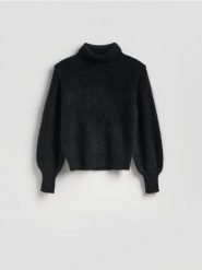 Sweter z moherem - czarny. Czarne swetry nierozpinane damskie Reserved, l, bez wzorów, z dzianiny, bez kołnierzyka, bez ramiączek. Za 399.99 zł.