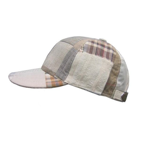 Czapka baseballowa patchworkowa HORKA. Brązowe czapki damskie Horka, bez wzorów, z materiału, retro. Za 242.50 zł.