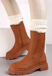 Brązowe Botki Workery na Grubej Podeszwie Phyleusa. Brązowe botki damskie Born2be, bez wzorów, z dzianiny, bez obcasa, na obcasie, bez zapięcia. Za 109.99 zł.