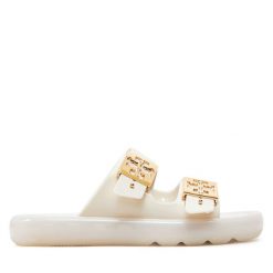 Klapki Tory Burch. Białe klapki damskie Tory Burch, bez wzorów, bez obcasa, bez zapięcia. Za 999.99 zł.