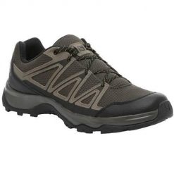 Buty trekkingowe męskie Salomon Barrakee. Zielone buty zimowe męskie Salomon, z materiału, bez zapięcia. Za 459.00 zł.