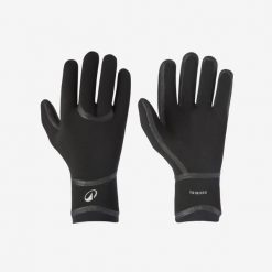 Rękawiczki surfingowe Decathlon 500 z naturalnego kauczuku 3 mm. Czarne rękawiczki męskie Decathlon, bez wzorów, z kauczuku. Za 129.99 zł.