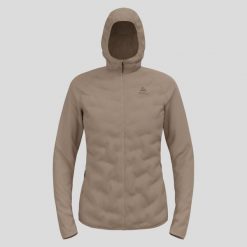 Kurtka hybrydowa damska ODLO Zeroweight Insulator Mid Layer Hoody Full Zip. Brązowe kurtki sportowe damskie ODLO, m, bez wzorów, z dżerseju, bez ramiączek, z kapturem, narciarskie. Za 949.99 zł.