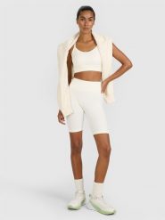 4F Legginsy kolarki treningowe bezszwowe damskie - beżowe XS/S. Brązowe legginsy sportowe damskie 4F, l, bez wzorów, z dzianiny, z podwyższonym stanem, krótkie, na fitness i siłownię. Za 119.99 zł.