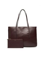 Calvin Klein Torebka Emblem Aop Tote W/ Pouch LV04F3266G Bordowy. Czerwone shopperki damskie Calvin Klein, bez wzorów, ze skóry, bez dodatków. Za 419.99 zł.