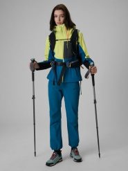 4F Spodnie trekkingowe szybkoschnące damskie - turkusowe M. Niebieskie spodnie sportowe damskie 4F, na lato, bez wzorów, z materiału, wizytowe, z podwyższonym stanem, wspinaczkowe. Za 299.99 zł.