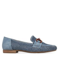 Półbuty Jana. Niebieskie półbuty damskie Jana, bez wzorów, bez obcasa, na płaskiej podeszwie, bez zapięcia. Za 229.99 zł.