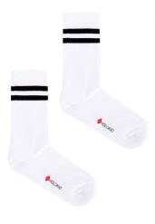Sportowe skarpety z paskami A-HUGO, dwupak. Białe skarpety męskie Volcano, bez wzorów, z bawełny. Za 39.99 zł.