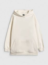 4F Bluza dresowa loose z kapturem damska - beżowa L. Brązowe bluzy damskie 4F, l, bez wzorów, z dresówki, bez ramiączek, z kapturem. Za 189.99 zł.