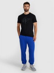 4F Spodnie dresowe joggery męskie - niebieskie S. Niebieskie spodnie materiałowe męskie 4F, bez wzorów, z bawełny. Za 149.99 zł.