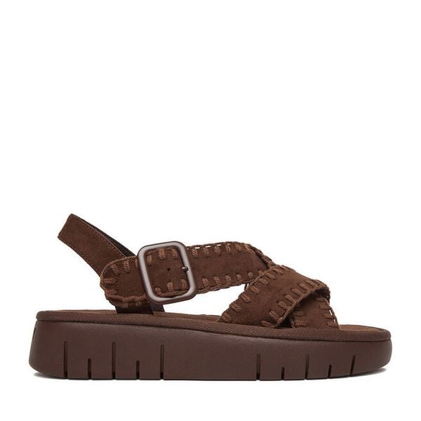 Sandały Roxy. Brązowe sandały damskie Roxy, bez wzorów, bez obcasa, na płaskiej podeszwie, bez zapięcia. Za 179.99 zł.