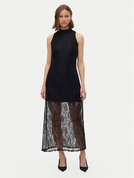 Vero Moda Sukienka wieczorowa Manja 10335406 Czarny Regular Fit. Czarne sukienki damskie Vero Moda, xs, bez wzorów, z syntetyku, wizytowe, bez kołnierzyka, bez ramiączek. Za 219.99 zł.