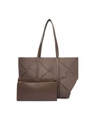 Calvin Klein Torebka Woven Sueded Carryall LV04F3695G Brązowy. Brązowe shopperki damskie Calvin Klein, bez wzorów, ze skóry, bez dodatków. Za 699.99 zł.