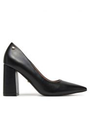 DeeZee Czółenka KB-008 Czarny. Czarne czółenka damskie DeeZee, bez wzorów, ze skóry, bez obcasa, bez zapięcia. Za 139.99 zł.