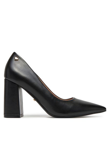 DeeZee Czółenka KB-008 Czarny. Czarne czółenka damskie DeeZee, bez wzorów, ze skóry, bez obcasa, bez zapięcia. Za 139.99 zł.