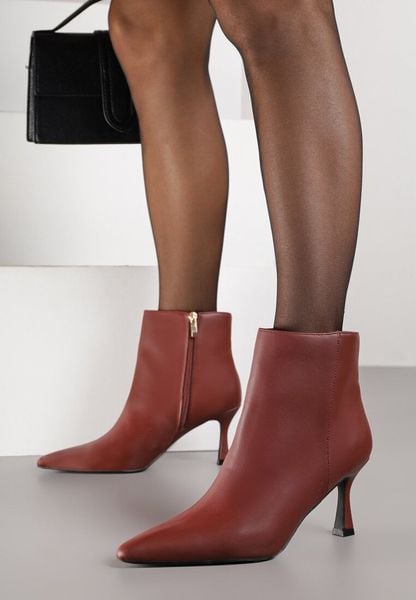 Bordowe Botki Vices do Kostki na Klepsydrze ze Szpiczastym Noskiem Vadvire. Czerwone botki damskie Born2be, bez wzorów, z jeansu, eleganckie, ze szpiczastym noskiem, bez obcasa, na obcasie, bez zapięcia. Za 119.99 zł.