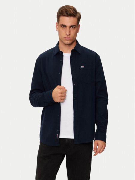Tommy Jeans Koszula DM0DM19656 Granatowy Regular Fit. Niebieskie koszule męskie Tommy Jeans, m, bez wzorów, z bawełny, bez kołnierzyka, bez ramiączek. Za 209.99 zł.