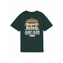 Młodzieżowa koszulka Mid 90s z grafiką PUMA Dark Myrtle Green. Zielona bluzki damskie Puma, m, bez wzorów, z gumy, młodzieżowe, bez kołnierzyka, bez ramiączek. Za 99.00 zł.