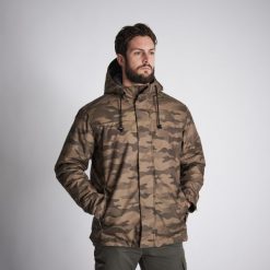 Kurtka Solognac Warm 100 WTP camo haltfone. Brązowe kurtki męskie SOLOGNAC, na zimę, l, bez wzorów, z materiału, sportowe, bez kaptura. Za 229.99 zł.