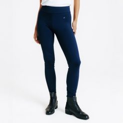 Legginsy jeździeckie damskie 500 full grip. Niebieskie legginsy damskie FOUGANZA, bez wzorów, z lycry. Za 169.99 zł.