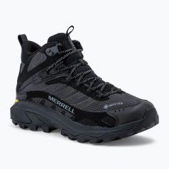 Buty turystyczne męskie Merrell Moab Speed 2 Mid GTX. Czarne buty zimowe męskie Merrell, bez wzorów, bez obcasa, bez zapięcia. Za 659.99 zł.