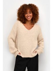 Kaffe Sweter Sarla 10506829 1311061 Beżowy Relaxed Fit. Brązowe swetry nierozpinane damskie Kaffe, xxl, bez wzorów, z syntetyku, bez kołnierzyka, bez ramiączek. Za 279.99 zł.