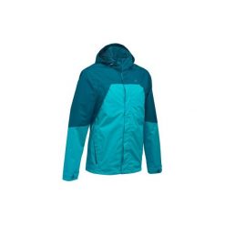 Kurtka turystyczna MH100 WTP męska. Niebieskie kurtki męskie QUECHUA, m, bez wzorów, z materiału, bez kaptura. W wyprzedaży za 119.99 zł.