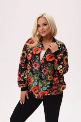 Bluza bomberka MAKOVSKA w streetwearowym wydaniu - print w maki na czarnym tle PLUS SIZE XXL OVERSIZE JESIEŃ. Czarne bluzy damskie Moda Size Plus Iwanek, na jesień, plus size, bez wzorów, z bawełny, eleganckie, bez ramiączek, bez kaptura. Za 269.90 zł.