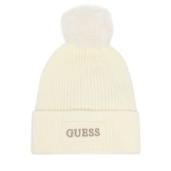 Czapka Guess. Białe czapki damskie Guess, na zimę, z aplikacjami. Za 154.99 zł.