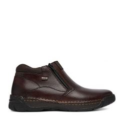 Botki Rieker. Brązowe botki męskie Rieker, bez wzorów, bez obcasa, bez zapięcia. Za 439.99 zł.