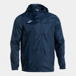 Kurtka wodoodporna z kapturem Joma Rain. Niebieskie kurtki sportowe męskie Joma, na zimę, xl, bez wzorów, z materiału, z kapturem, do biegania. Za 168.50 zł.