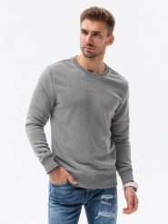 Bluza męska bez kaptura BASIC - szary melanż V2 - Rozmiar: XXL. Szare bluzy męskie Ombre Clothing, m, bez wzorów, z bawełny, klasyczne, bez ramiączek, bez kaptura. W wyprzedaży za 29.99 zł.
