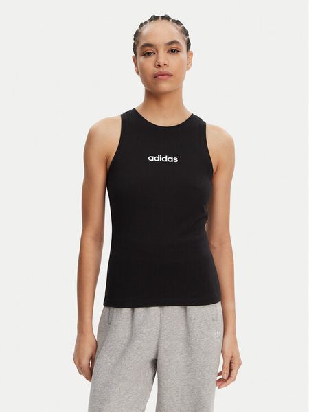 Adidas Top Essentials Linear JC5798 Czarny Slim Fit. Czarne topy damskie Adidas, s, bez wzorów, z bawełny, bez kołnierzyka, bez ramiączek. Za 67.99 zł.