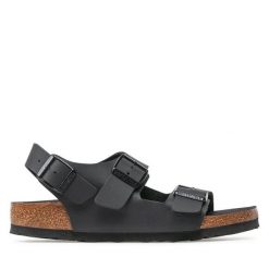 Sandały Birkenstock. Czarne sandały damskie Birkenstock, bez wzorów, bez obcasa, na płaskiej podeszwie, bez zapięcia. Za 319.99 zł.