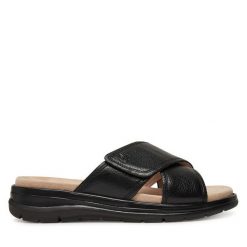 Klapki Caprice. Czarne klapki damskie Caprice, bez wzorów, bez obcasa, bez zapięcia. Za 219.99 zł.