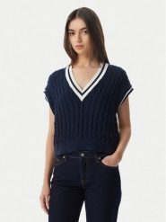 Tommy Jeans Sweter DW0DW22927 Granatowy Regular Fit. Niebieskie swetry nierozpinane damskie Tommy Jeans, s, bez wzorów, z bawełny, bez kołnierzyka, bez ramiączek. Za 409.99 zł.