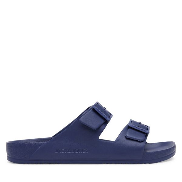 Klapki Jack & Jones. Niebieskie klapki męskie Jack & Jones, bez wzorów, bez zapięcia. Za 79.99 zł.