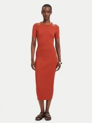 Fracomina Sukienka dzianinowa FJ26SD5001K56501 Czerwony jasny Slim Fit. Czerwone sukienki damskie Fracomina, m, bez wzorów, z dzianiny, bez kołnierzyka, bez ramiączek. Za 499.99 zł.