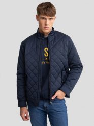 Kurtka męska pikowana granatowa Ezequiel 403. Niebieskie kurtki męskie BIG STAR, l, z aplikacjami, z bawełny, retro, bez kaptura. W wyprzedaży za 299.99 zł.
