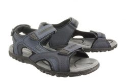 GEOX U8224D S.STRADA D 0BC50 C4422 navy/dk grey, sandały męskie. Szare sandały męskie Geox, na lato, bez wzorów, bez zapięcia. Za 303.92 zł.