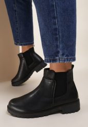 Czarne Botki Hillridge. Czarne botki damskie Renee, bez wzorów, eleganckie, za kostkę, bez obcasa, na płaskiej podeszwie, bez zapięcia. Za 84.99 zł.