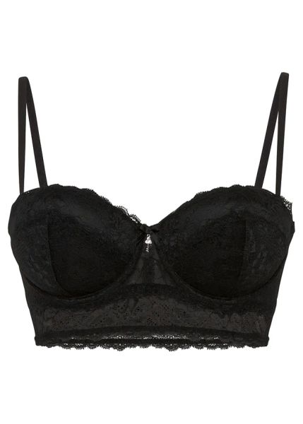 Biustonosz balkonetka z koronki. Czarne biustonosze bonprix, bez wzorów, z koronki. Za 79.99 zł.