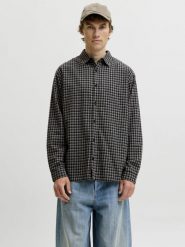 Jack & Jones koszula flanelowa Mężczyźni Comfort Fit Bawełna szary, L. Szare koszule męskie Jack & Jones, l, bez wzorów, z bawełny, klasyczne, bez kołnierzyka, bez ramiączek. Za 199.95 zł.